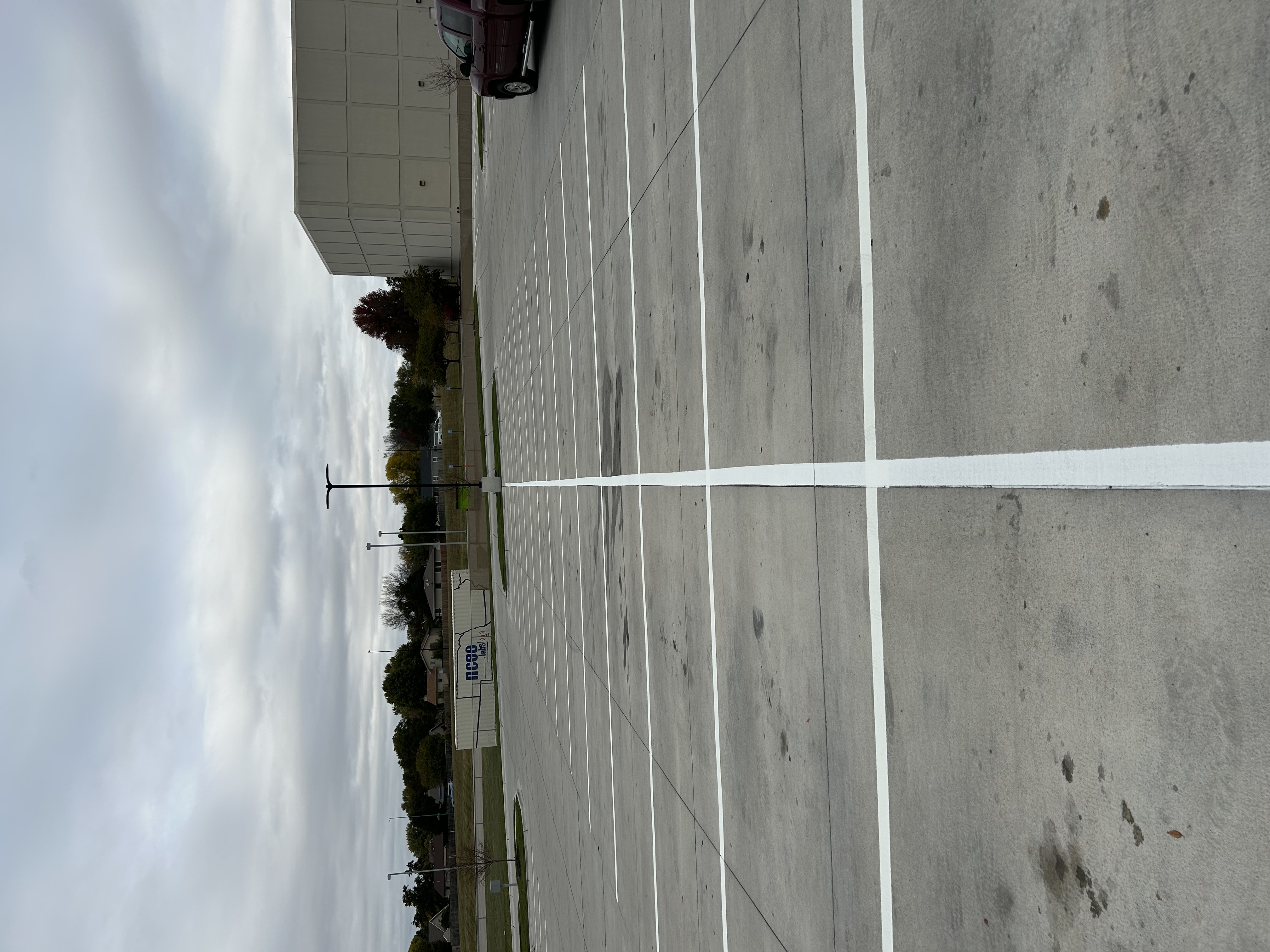 White line parking lot striping at NCEE commercial building